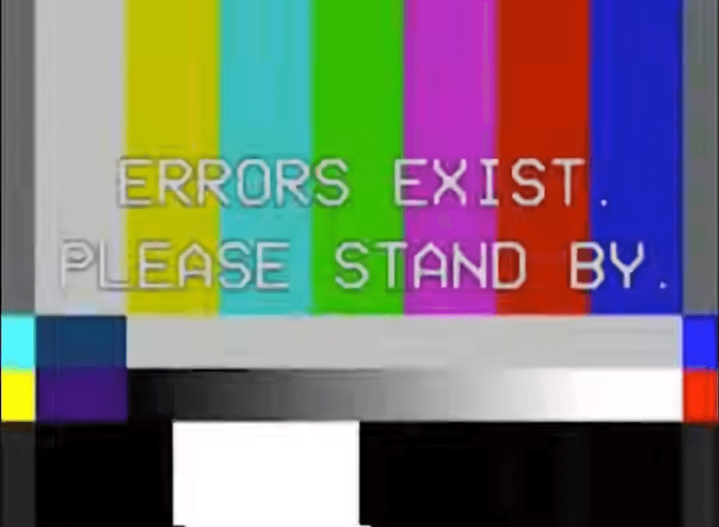 TV test pattern with error message